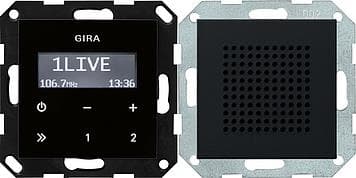 Radio RDS encastrée avec un haut-parleur Noir mat (laqué) module rapporté de commande en optique