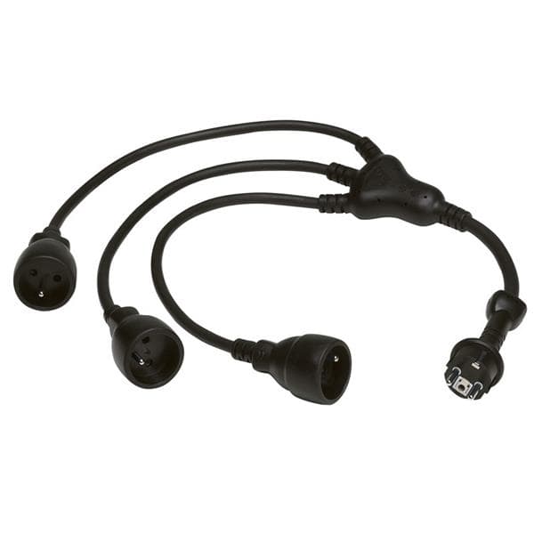 Rallonge pieuvre 3 x 2 pôles + T 16A - IK10 longueur 0,8m