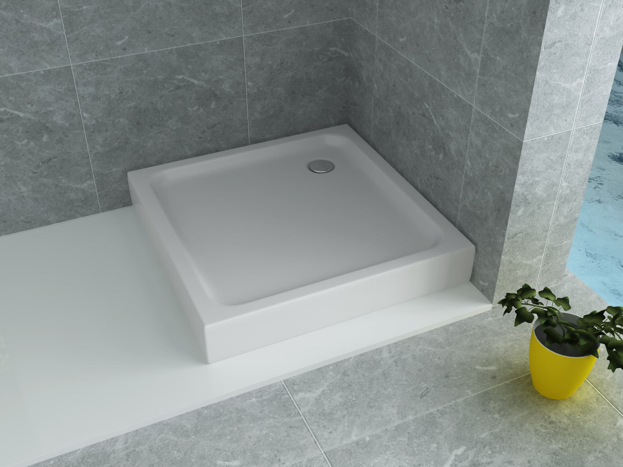 ALONI RECEVEUR DE DOUCHE ACRYLIQUE CARRÉ (80X80X15CM) - BLANC
