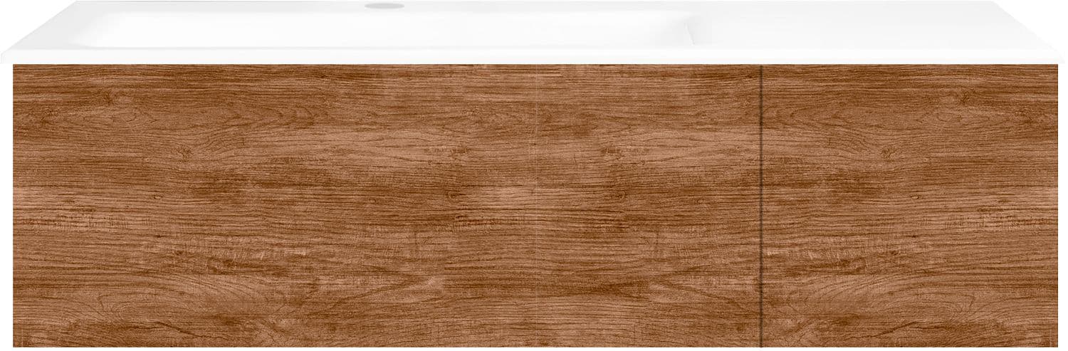 SOUS MEUBLE COFFEE 2 TIROIRS 110 TECTONA DECOR CANNELLE +LAVABO GAUCHE PORCELAINE BLANC