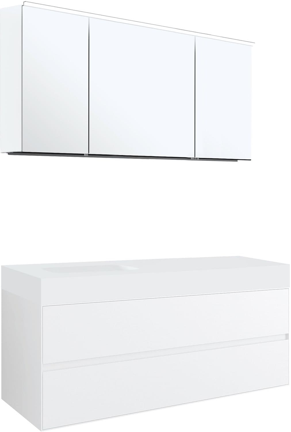 MEUBLE 2 TIROIRS POUR TABLET PURO 1 LAVABO GAUCHE TENSO 140CM BLANC AVEC ARMOIRE TOILETTE