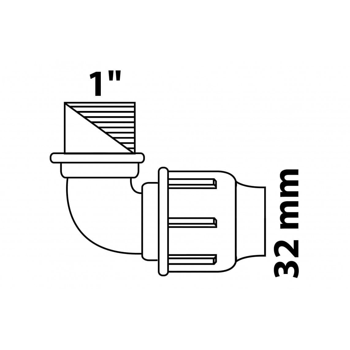 984846317 PP coude 90°, 32 mm x 1" F, raccord à serrer pour PEHD/socarex