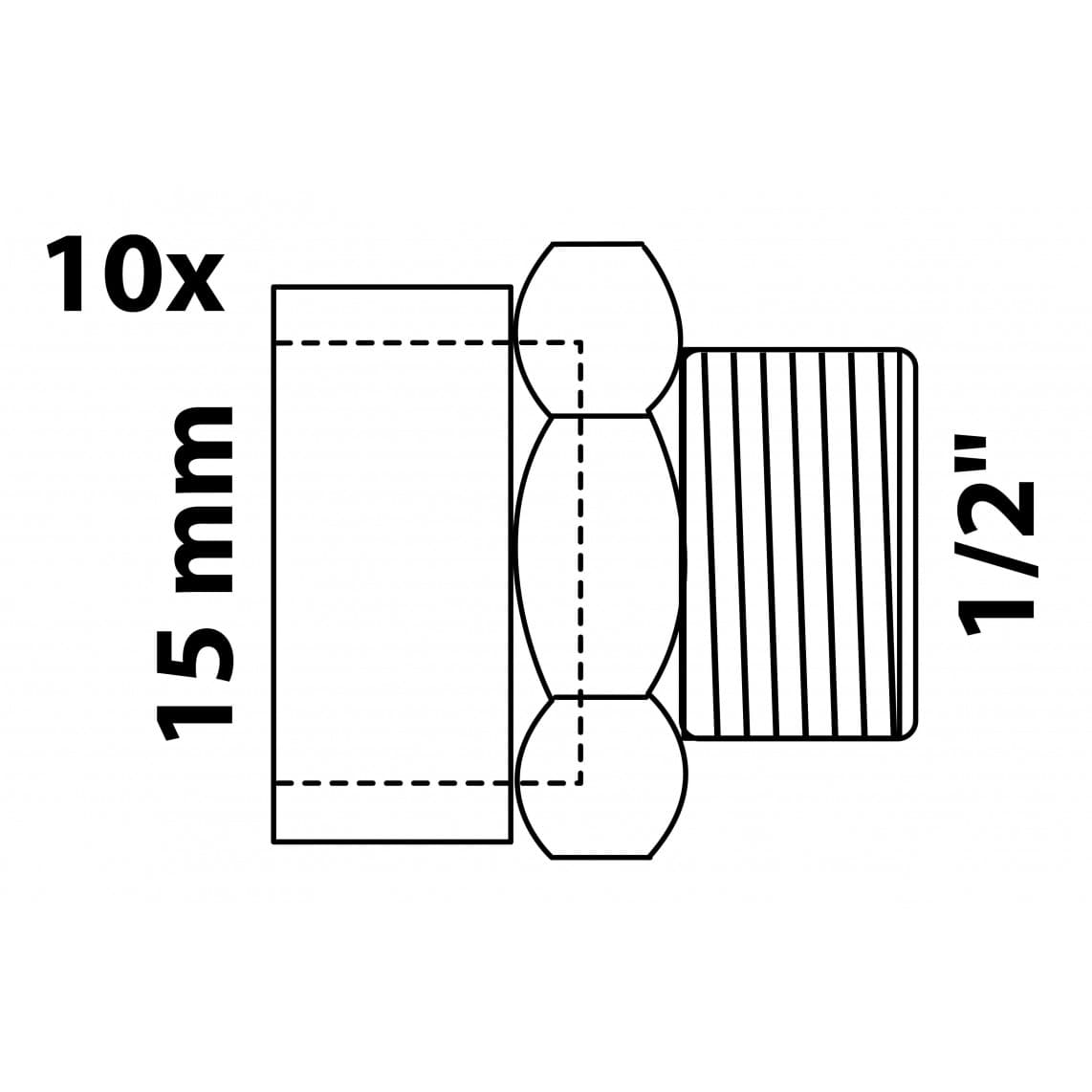 989087655 BR Mamelon de transition, vierge, 15 mm x 1/2" M, 1 manchon (4243g) (10x)