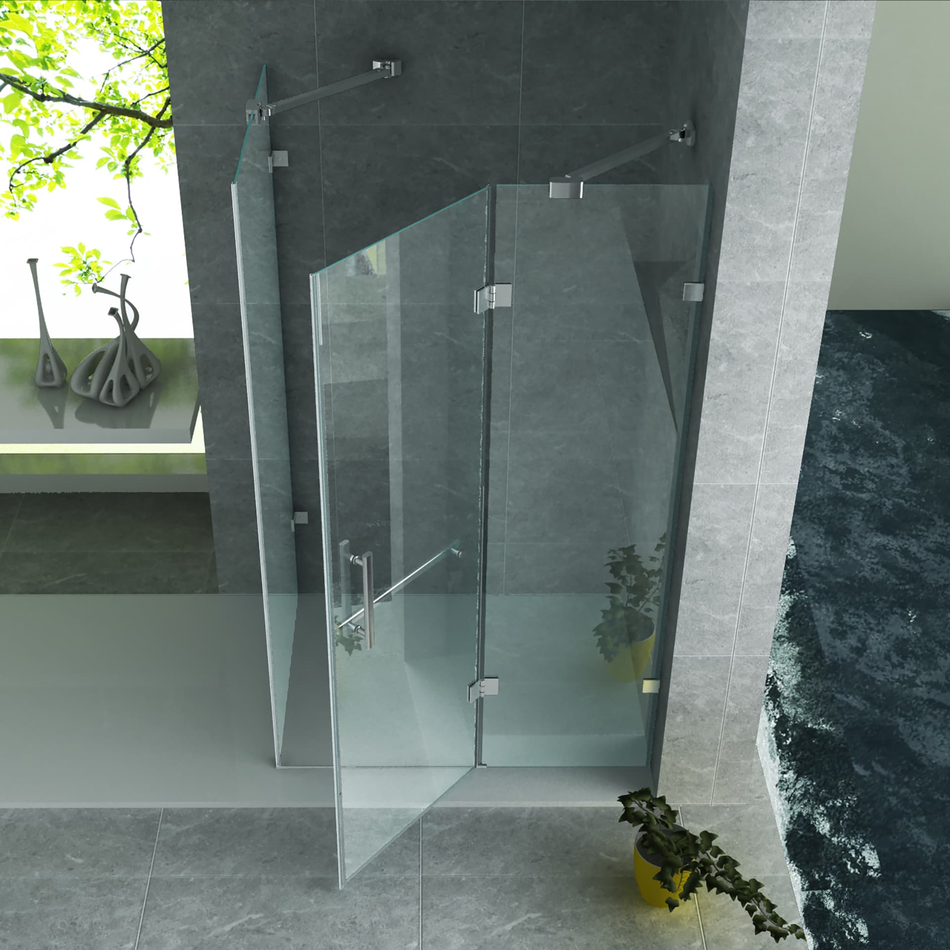 ALONI cabine de douche – porte pivotante et paroi latérale - 800X1200X1950MM - chrome-verre clair