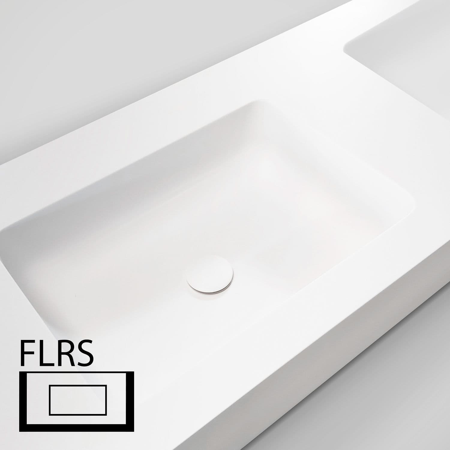 TABLET TAILOR TOP DOUBLE LAVABO GAUCHE FLRS 200CM SOLID XONYX BLANC