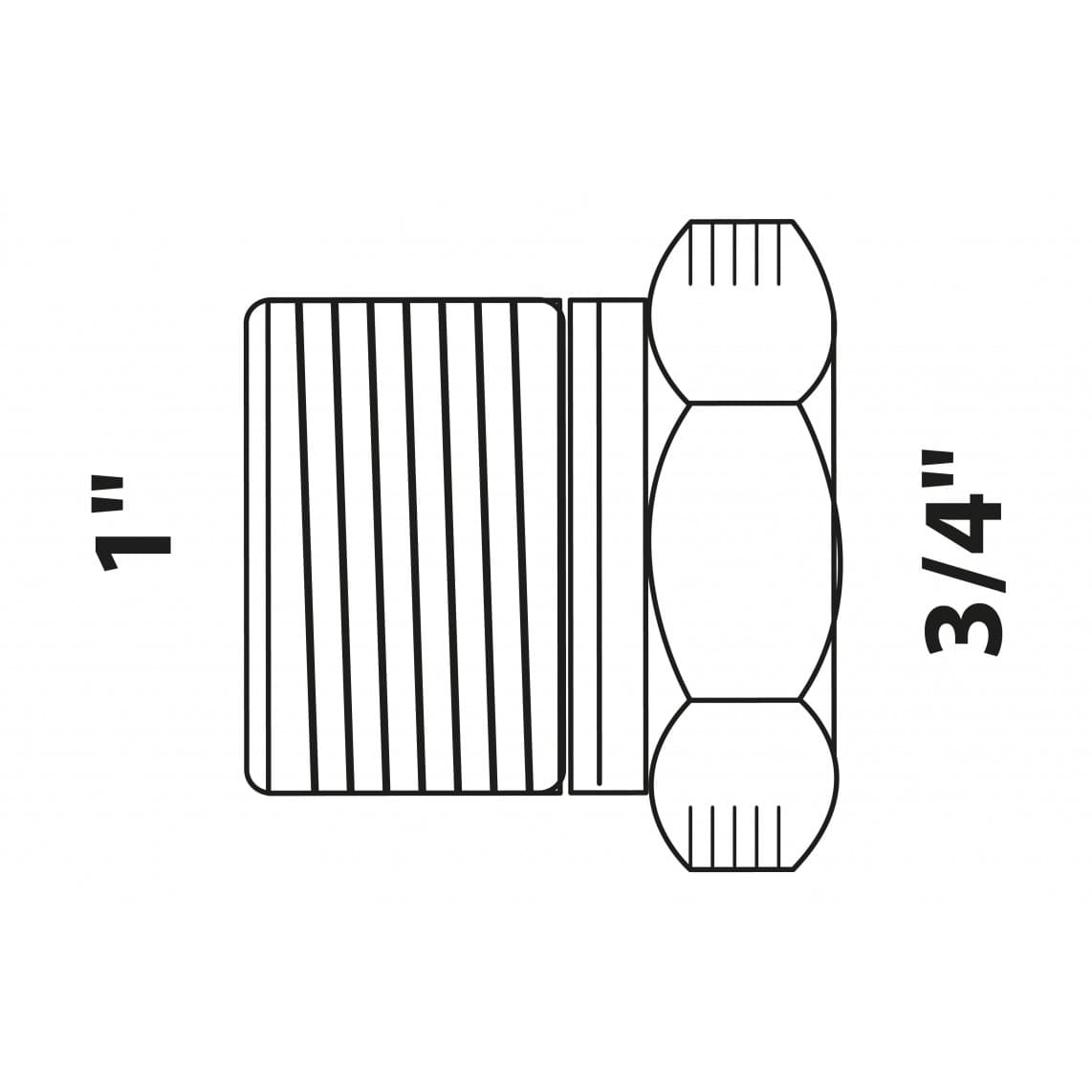 988950413 BR Réducteur, vierge, 1" M x 3/4" F, (3241)