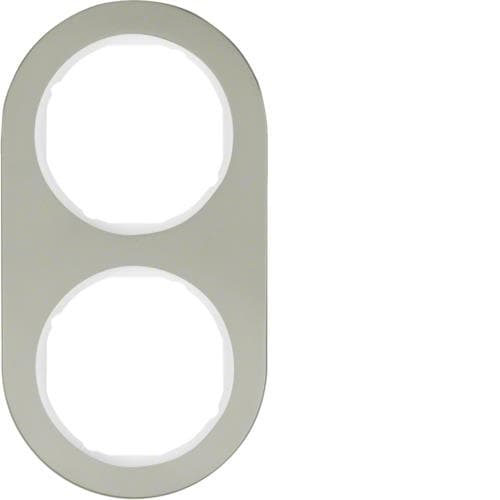 Plaque de recouvrement 2 postes Berker serie R.Classic Inox / Blanc polaire