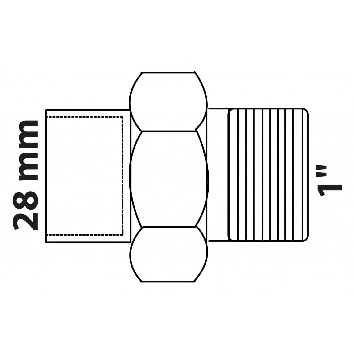 989245055 BR raccord à visser, vierge, 28 mm x 1" M, à joint conique, 1 manchon (4341g)