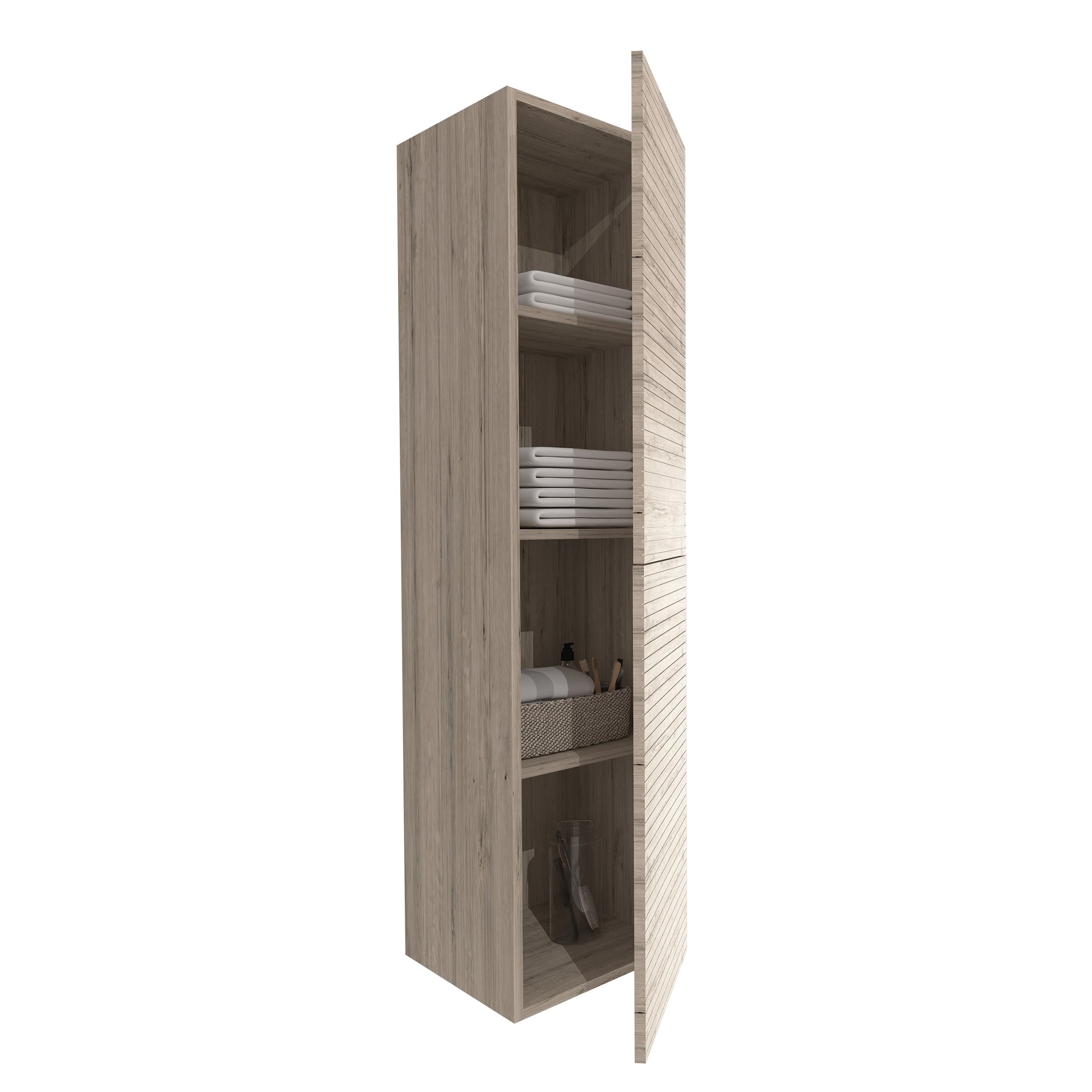 Elite meuble colonne avec relief horizontal (135CM) - bois clair