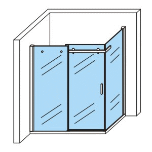ALONI cabine de douche - porte coulissante et paroi latérale - 900 X 1400 X 1950 mm - chrome - verre clair