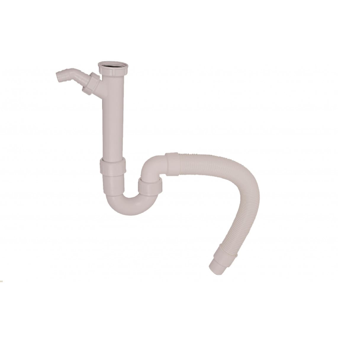 101633 KS VIEGA Evier flexible-siphon tubulaire, blanc, 1 1/2" F x DN 40/50 mm, avec 3/4" Raccordement de l'appareil