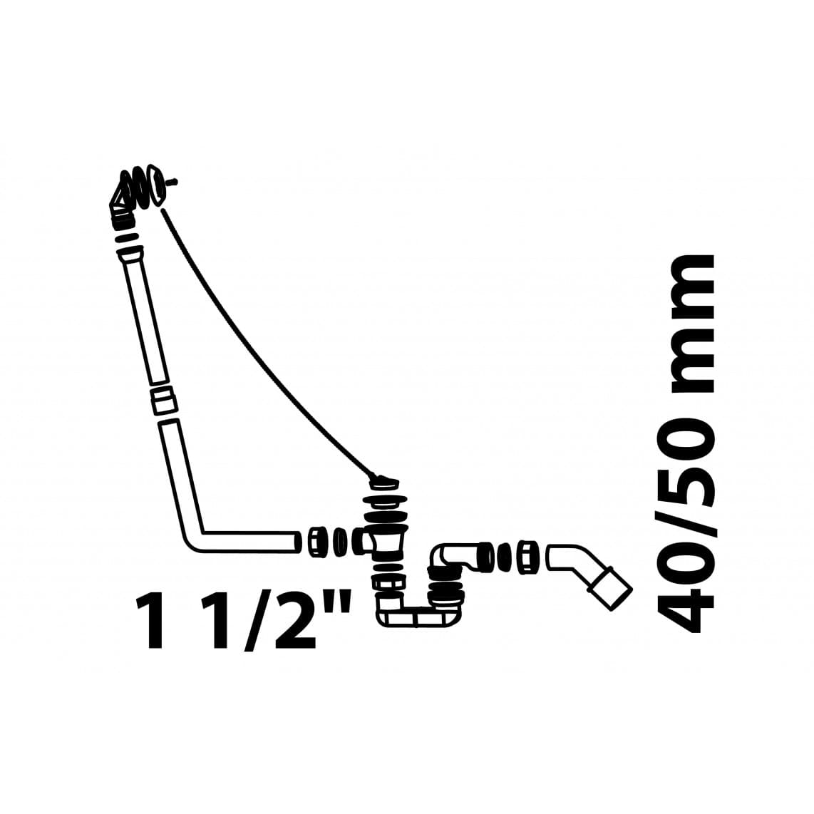 98812148 afvoer-en overloopgarnituur badkuip, 1 1/2" x 40/50 mm