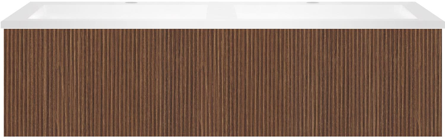 SOUS MEUBLE COFFEE 1 TIROIR 120 DUO NOYER SMARTLINE + LAVABO DOUBLE EN MARBRE SYNTHETIQUE BLANC