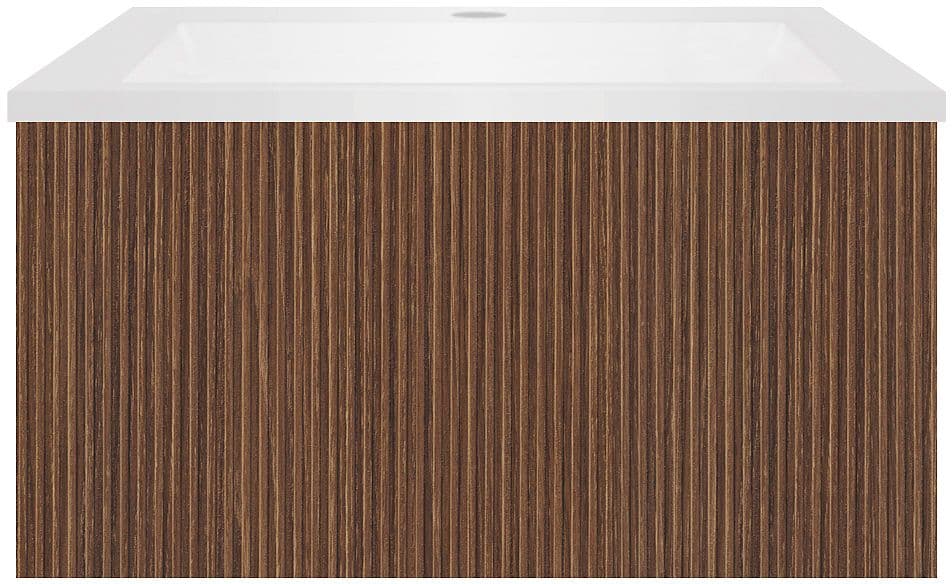 SOUS MEUBLE COFFEE 1 TIROIR 60 NOYER DECOR SMARTLINE+LAVABO EN MARBRE SYNTHETIQUE BLANC MAT