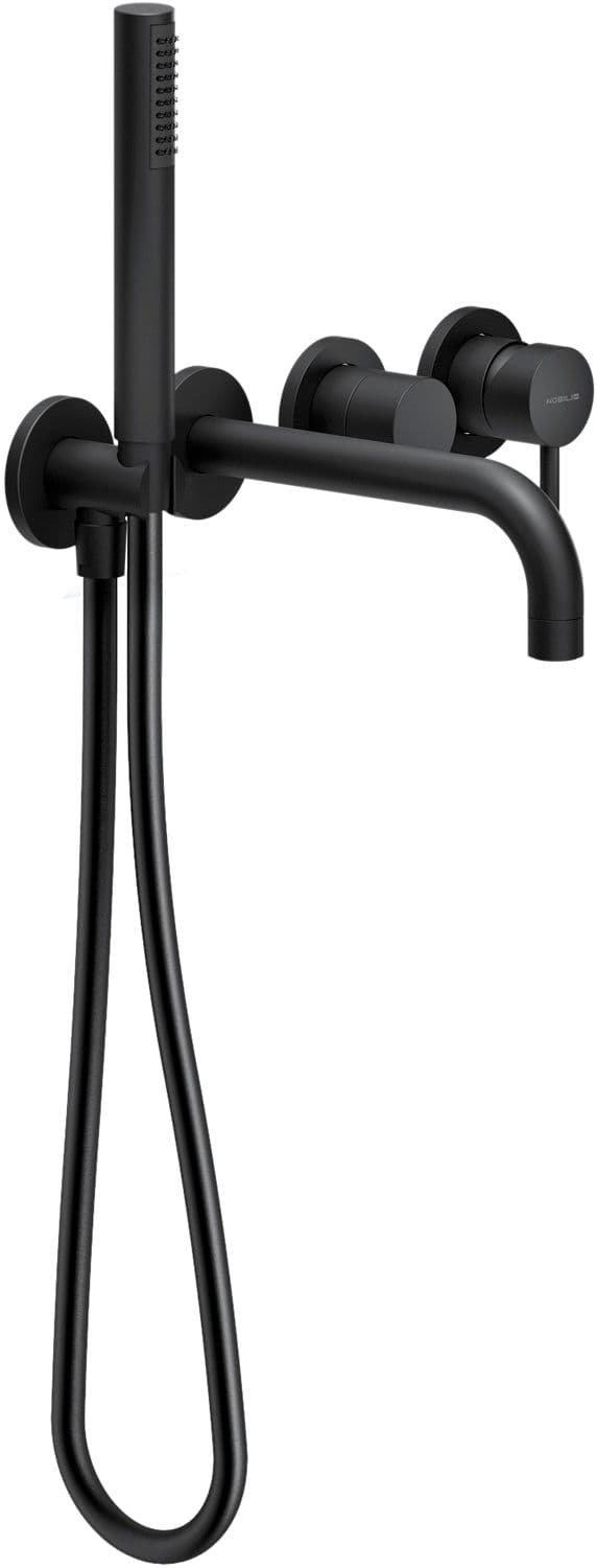 SET DE FINITION MITIGEUR BAIN 4 TROUS MURAL LIVE NOBILI NOIR MAT