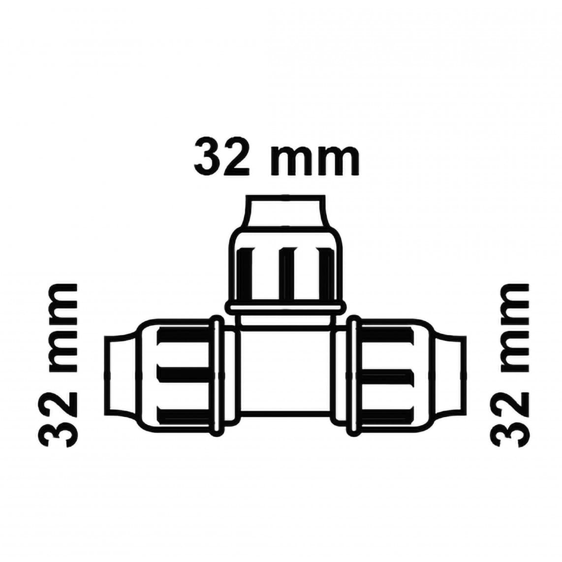 984844317 PP pièce en T, 32 mm, raccord à serrer pour PEHD/socarex