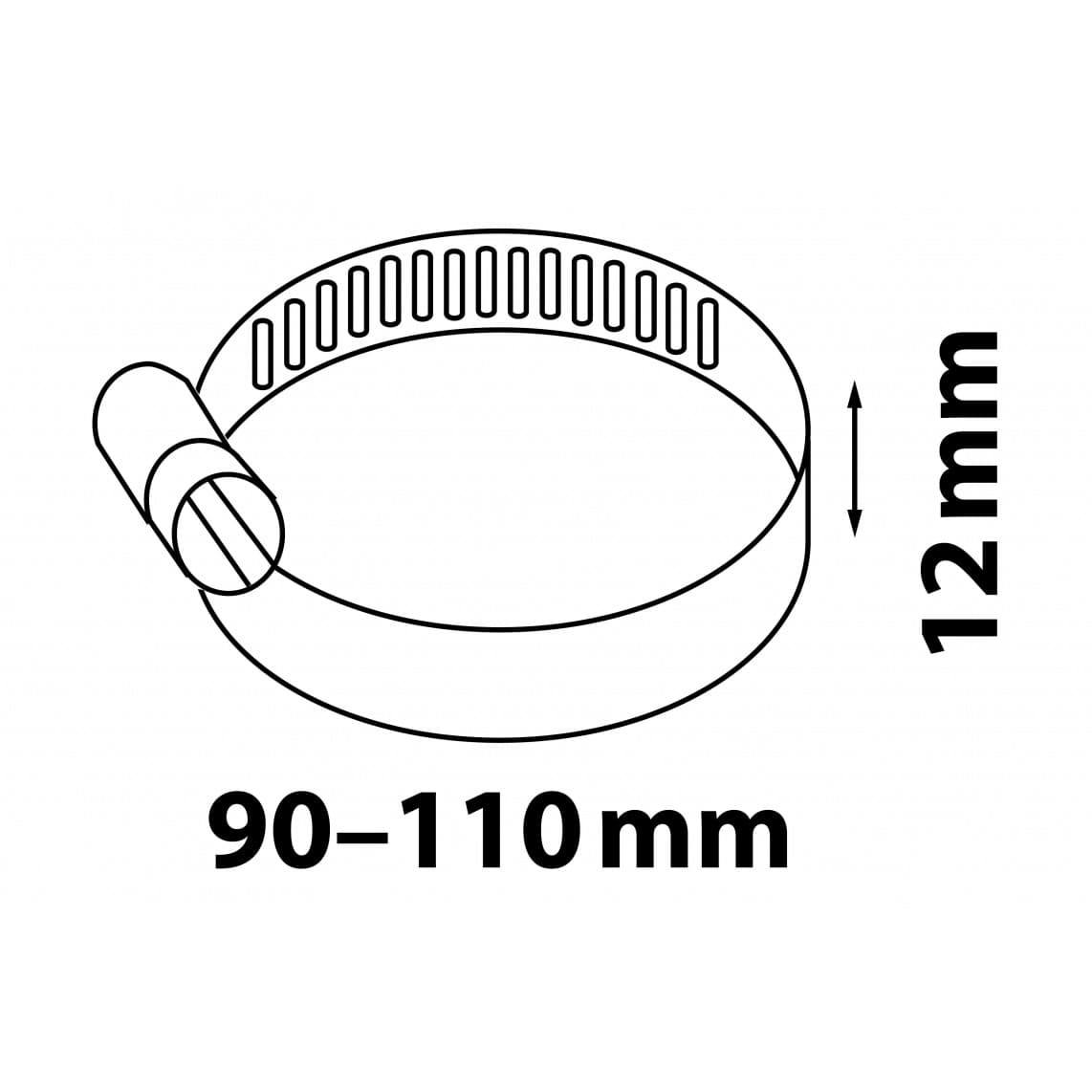 987379255 collier de serrage 12 mm Largeur de bande, acier inoxydable, 90 - 110 mm