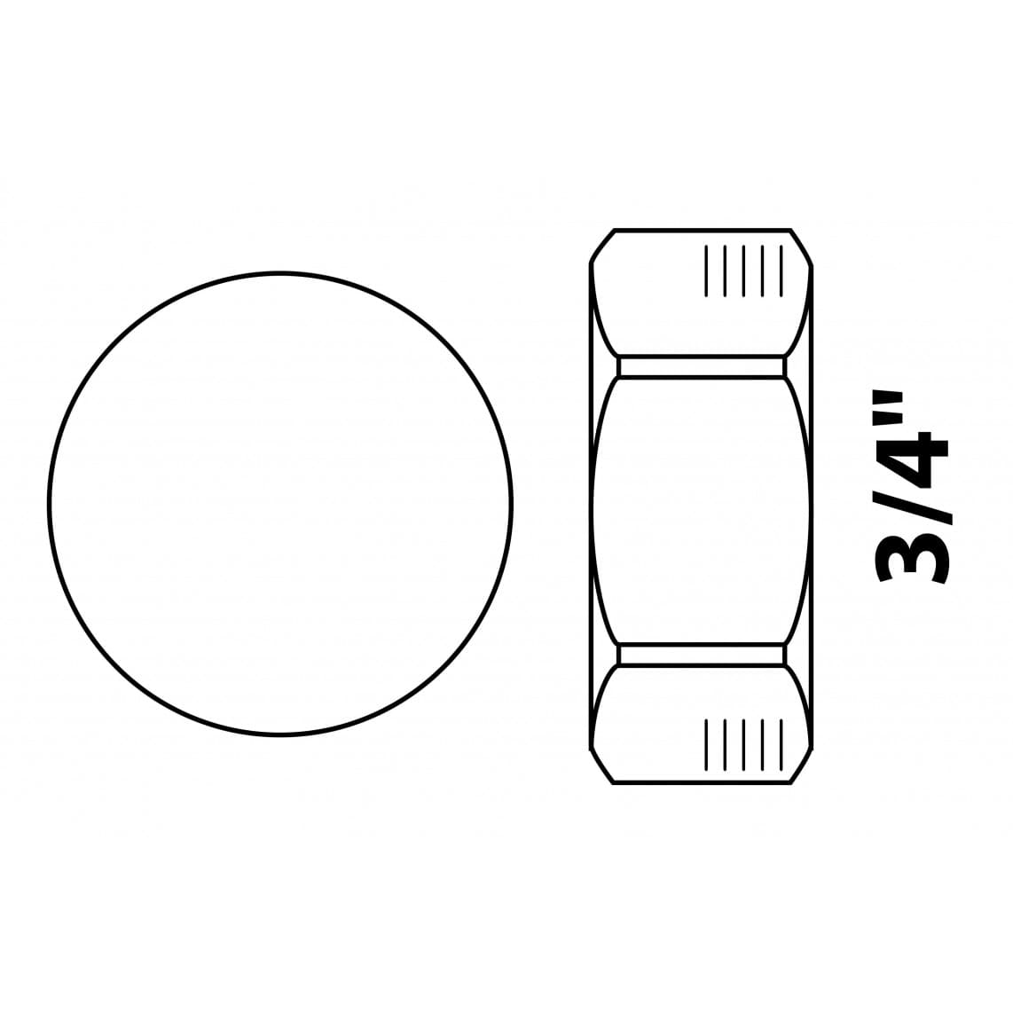 988524655 LT bouchon, vierge, avec joint 3/4", pour sortie de distributeur