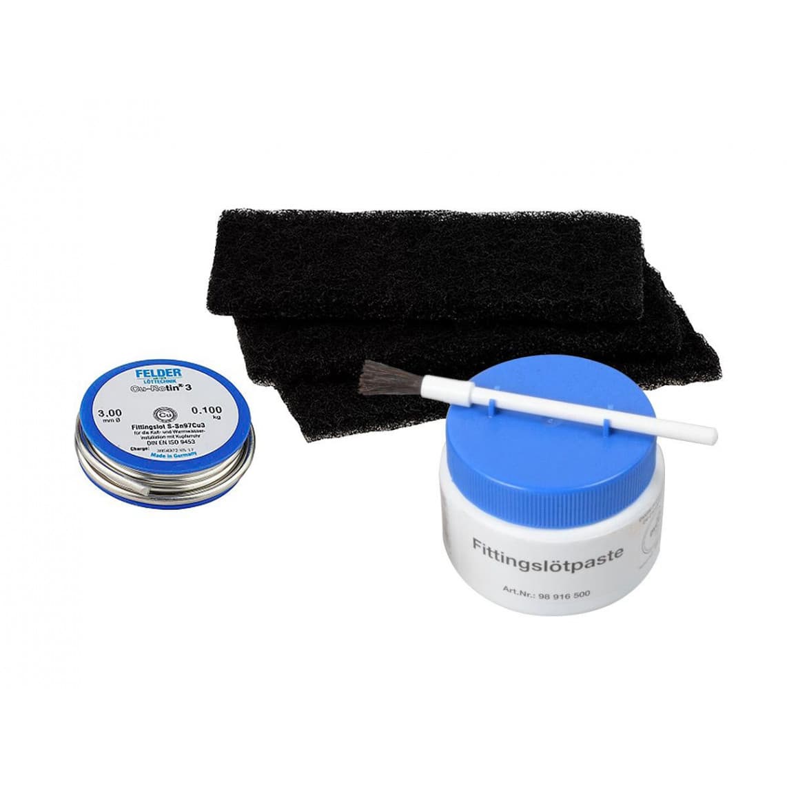 98916010 kit de soudure (fil à souder/flux à souder/non-tissé de nettoyage/guide de soudure)