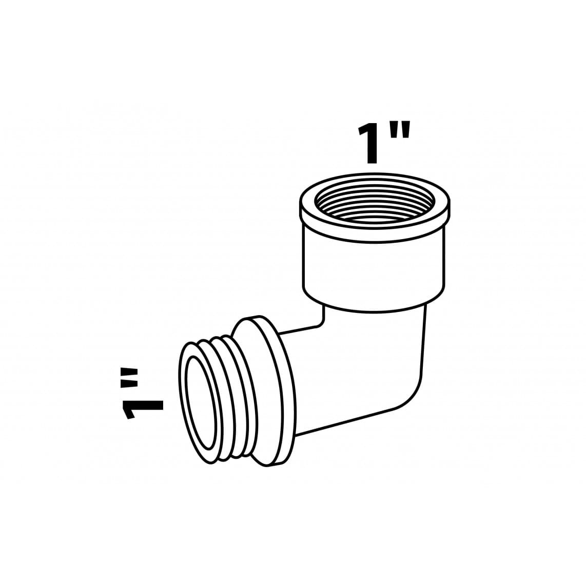 989394355 LT coude 90°, vierge, 1" F x 1" M