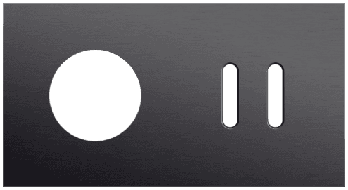 Plaque de recouvrement double, horizontale 71 mm d'entraxe, pour une fonction de prise de courant et une fonction de commutation double, Niko Rocker alu black brushed