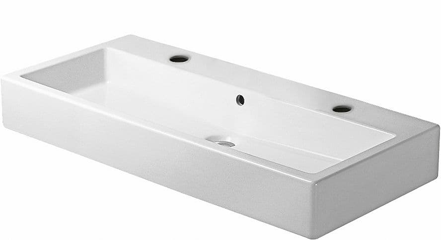 LAVABO DOUBLE VERO DURAVIT 100CM + 2 TROUS ROBINET BLANC
