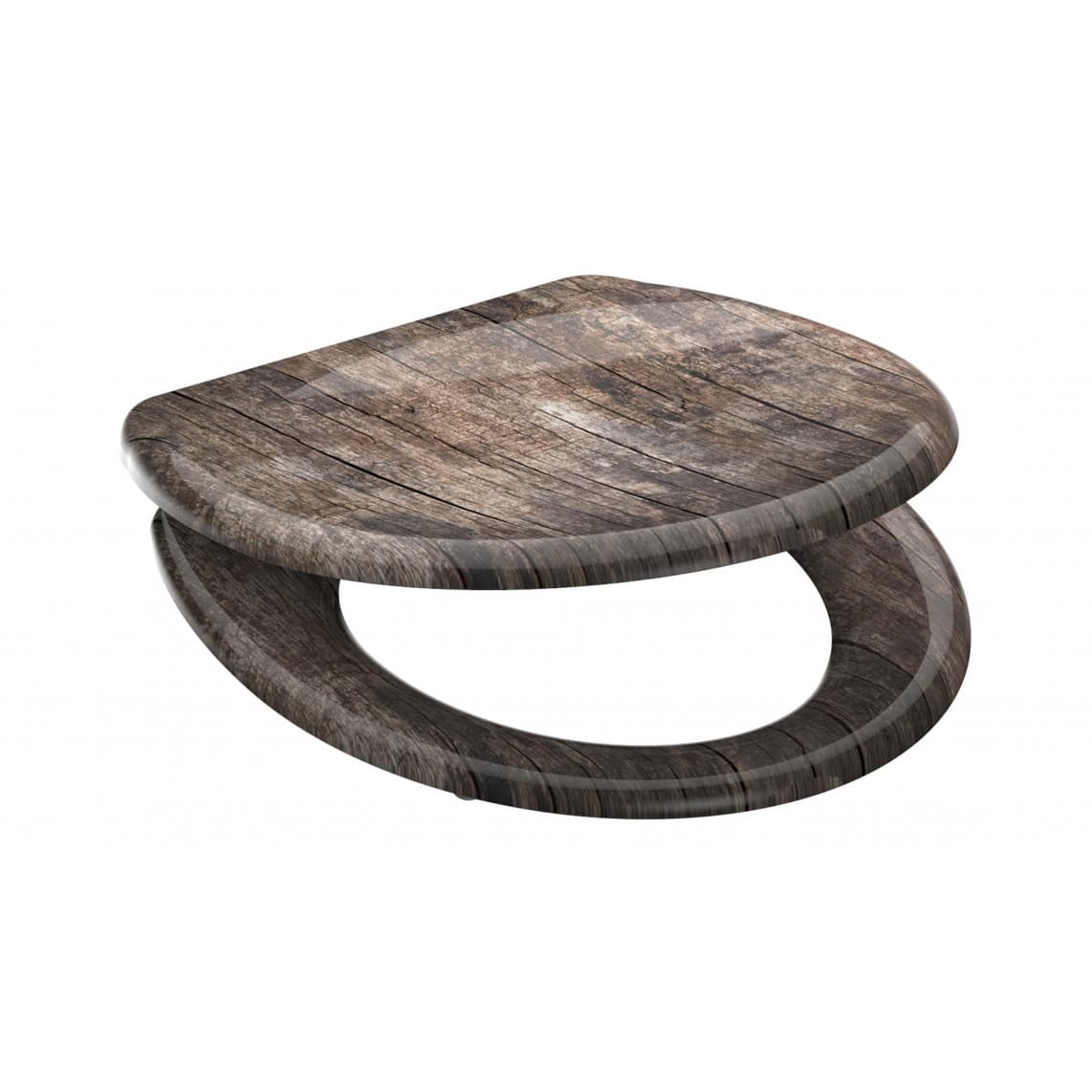 82368 abattant WC en Duroplast OLD WOOD, avec frein de chute et déclipsable