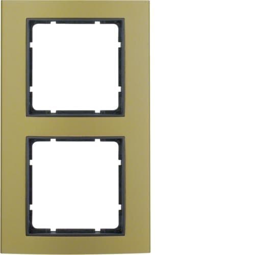 Plaque de recouvrement 2 postes Berker B.3 Alu, Or / Anthracite