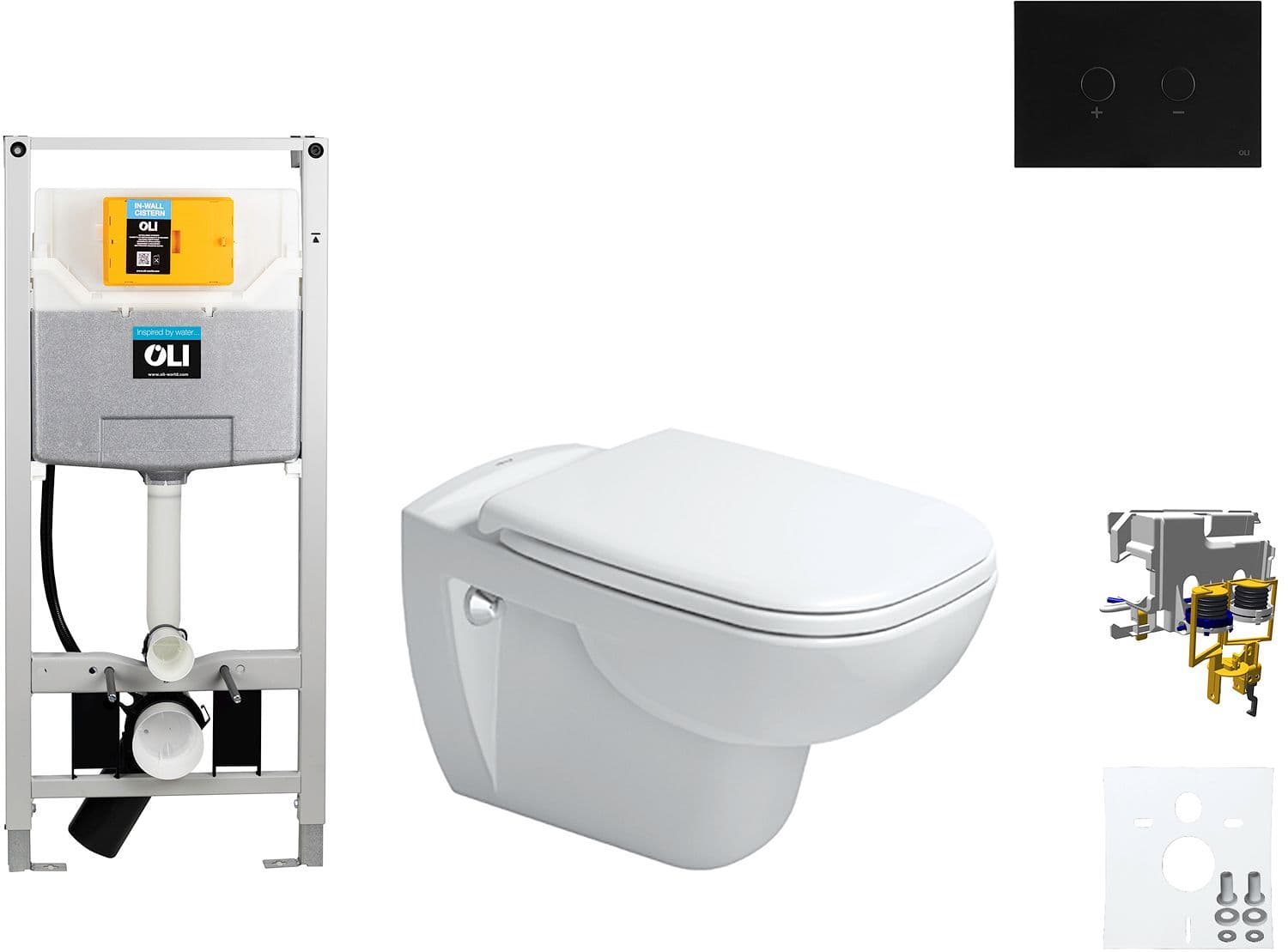 WALLFIX OLI WC SUSPENDU D-CODE DURAVIT CODE SOFT-CLOSE BLINK NOIR