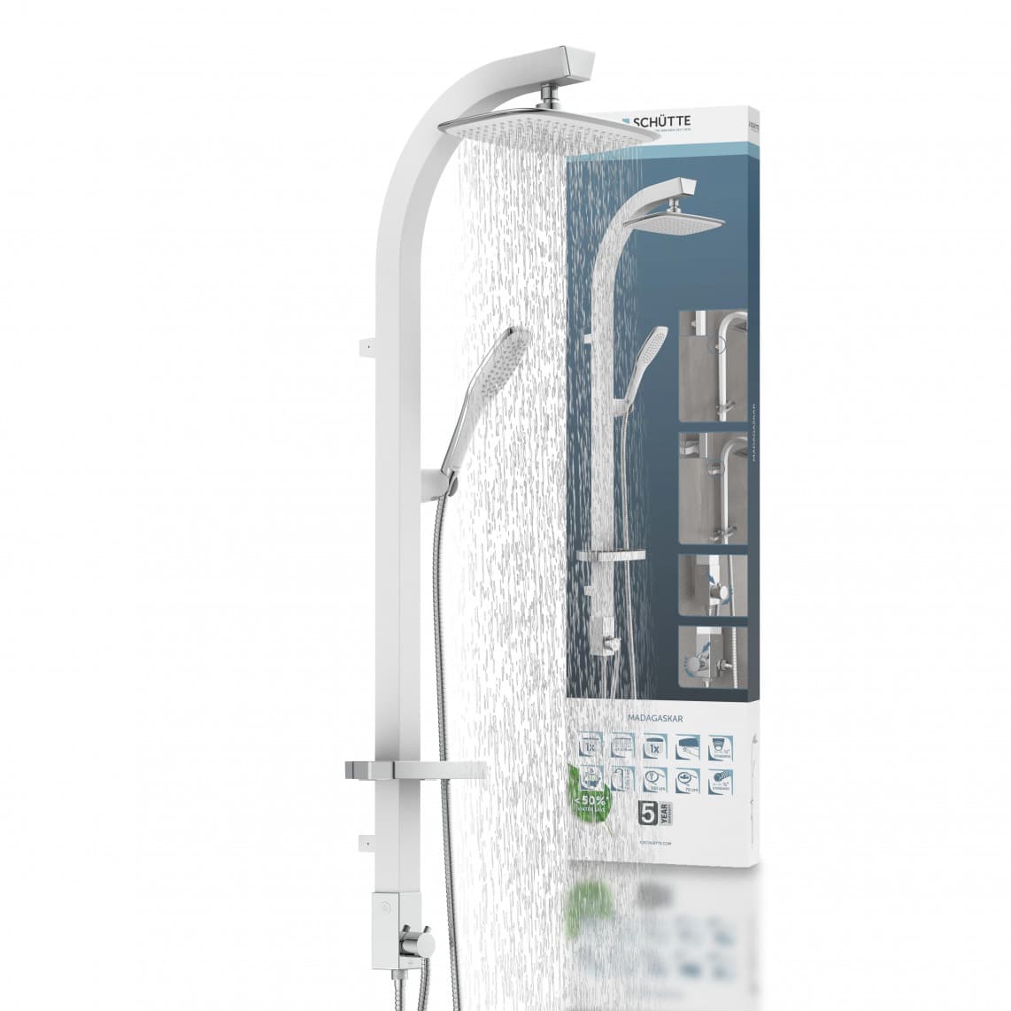 60065 MADAGASKAR Set douche de pluie, blanc/chromé