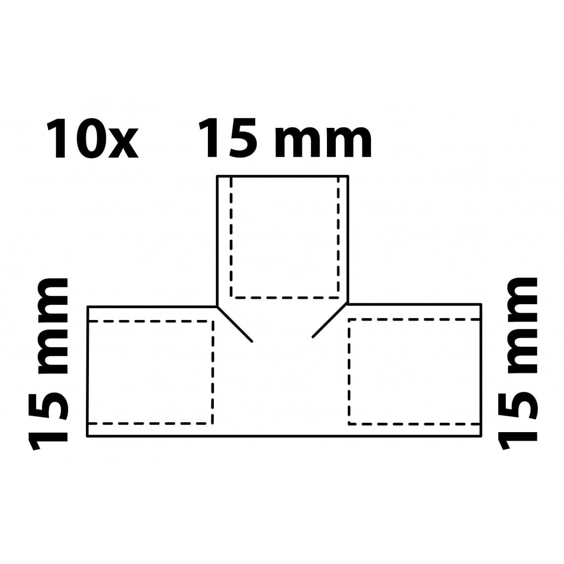 989047655 CU pièce en T, vierge, 15 mm, 3 manchons, (5130) (10x)