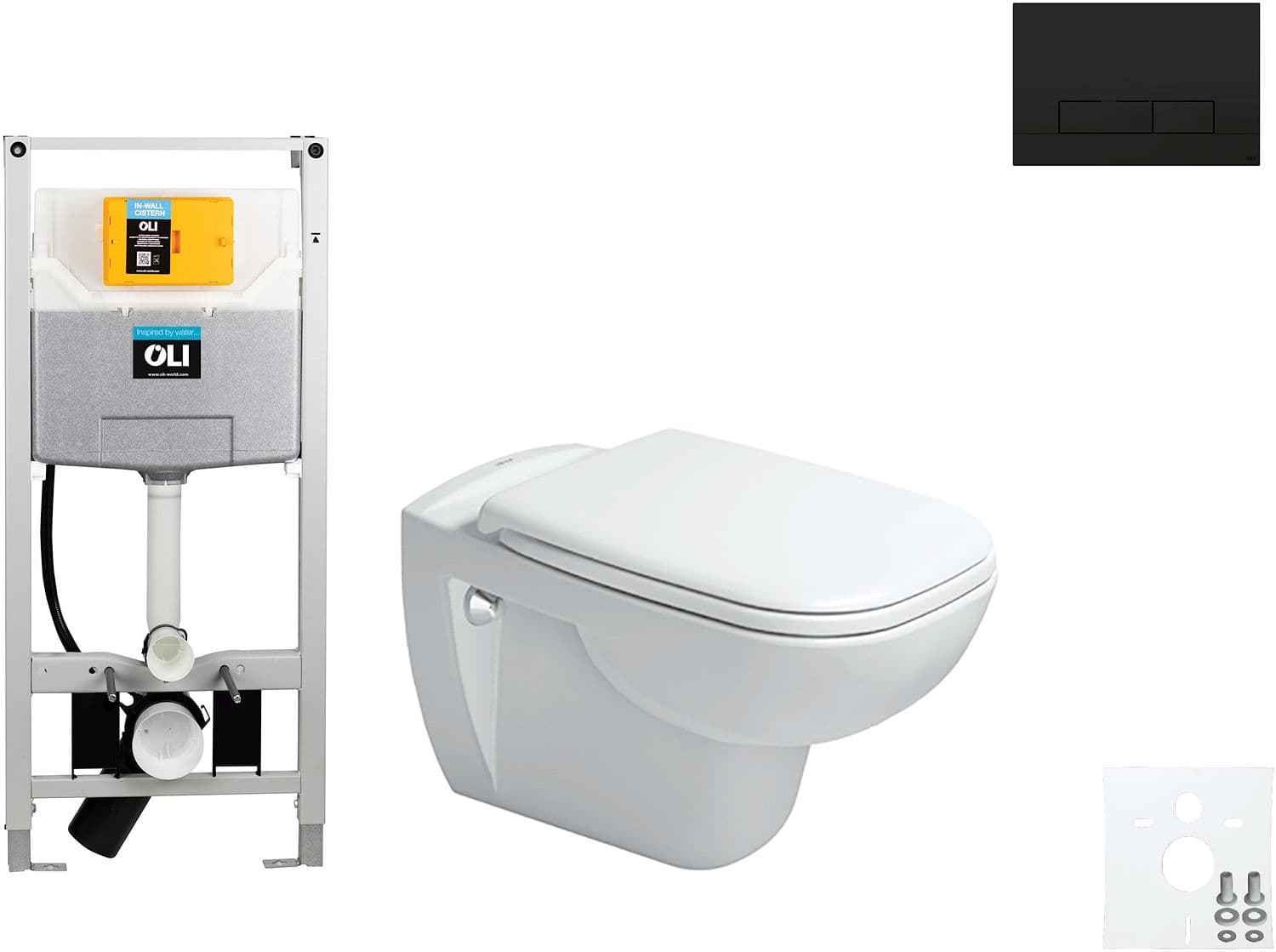 WALLFIX OLI WC SUSPENDU D-CODE DURAVIT CODE SOFT-CLOSE GLAM MAT NOIR