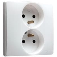 Niloé prise 2 pôles + T doubl compact 16A Blanc à griffes