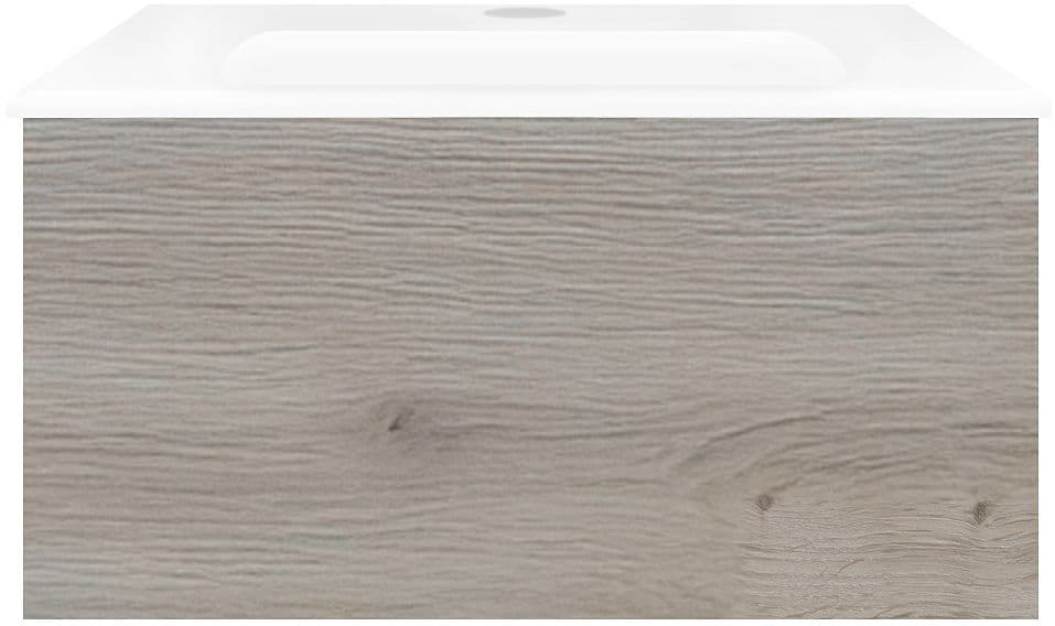 SOUS MEUBLE COFFEE 1 TIROIR 60 CHENE ARGENT+LAVABO PORCELAINE BLANC