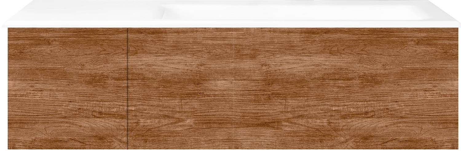 SOUS MEUBLE COFFEE 2 TIROIRS 110 TECTONA DECOR CANNELLE +LAVABO DROITE PORCEL.SNS TROU ROBINET BLANC