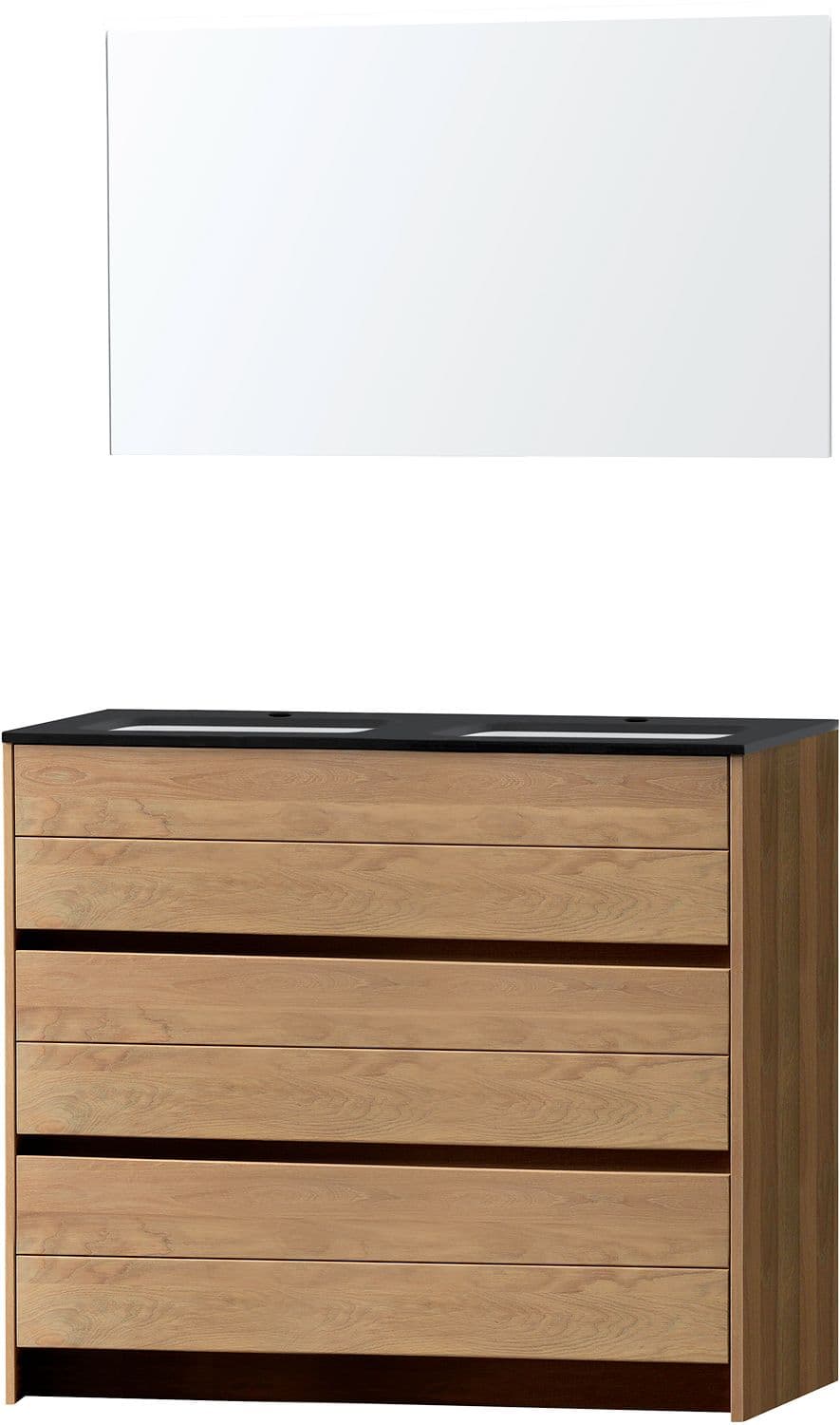 MEUBLE MOLTO SOL CHENE MASSIF DUO 120 BLEU BELGE MIROIR