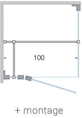 PORTE PIVOTANTE AVEC PARTI FIX+PAROI LATERALE ANGLE CLOSE JUSQU'A 100CM H200CM TIMELESS-INOX MAT+ MONTAGE