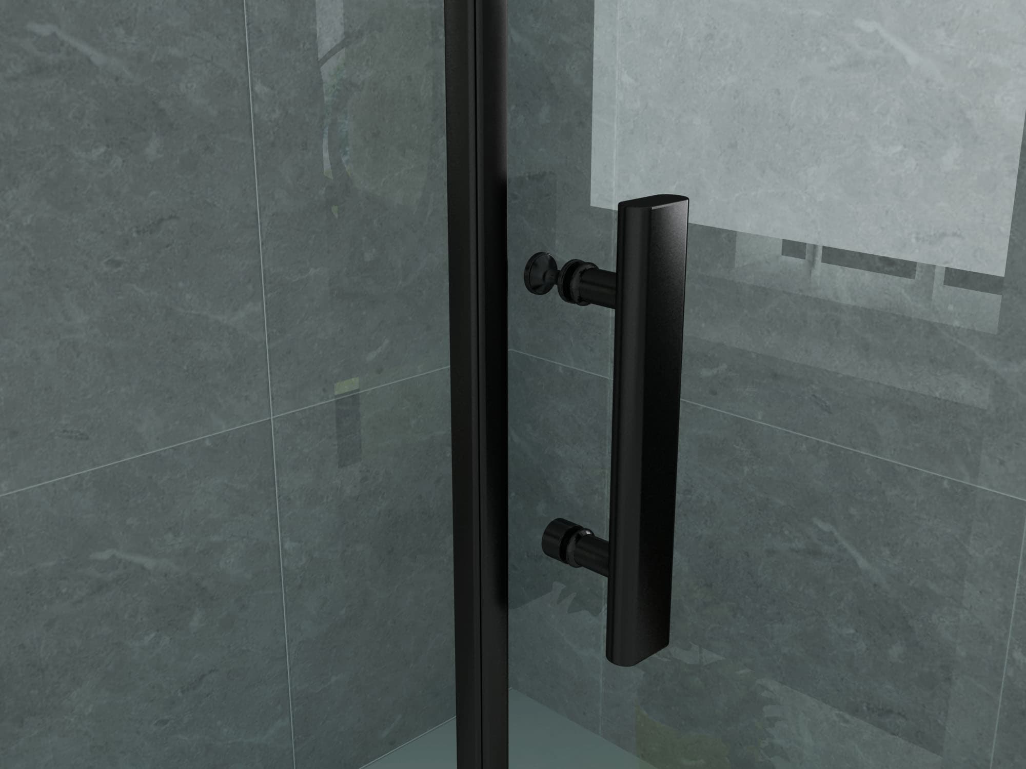 ALONI cabine de douche – porte pivotante et paroi latérale - 800X800X1900MM - Noir mat-verre clair