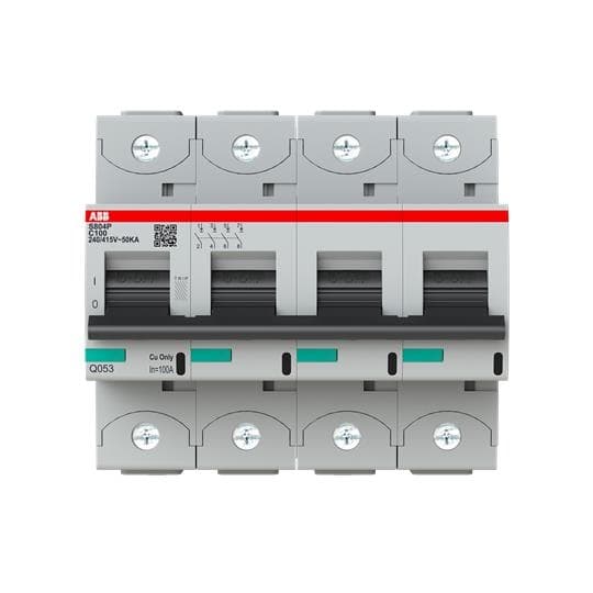 Disjoncteur modulaire 50kA S80 4 pôles 6 modules courbe C courant nominal 100A