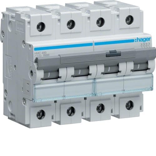 Disjoncteur 15kA 100A 4 pôles - courbe C - 6 modules