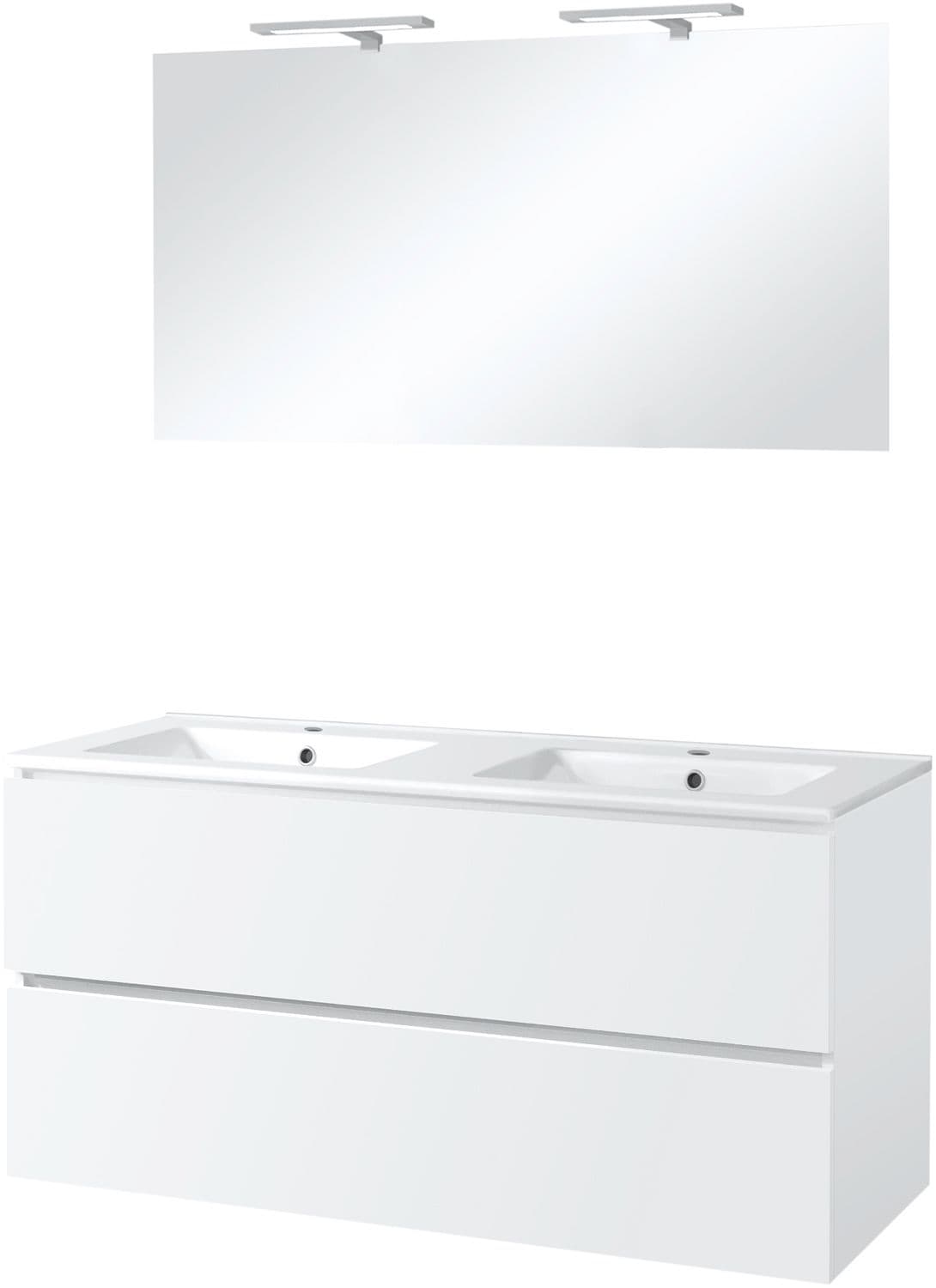 MEUBLE ICE DUO MIROIR AVEC ECLAIRAGE 120CM BLANC BRILLANT