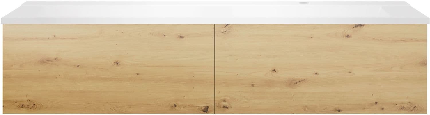 SOUS MEUBLE COFFEE 2 TIROIRS 140 CHENE DECOR URBAN+LAVABO DROITE BLANC MAT