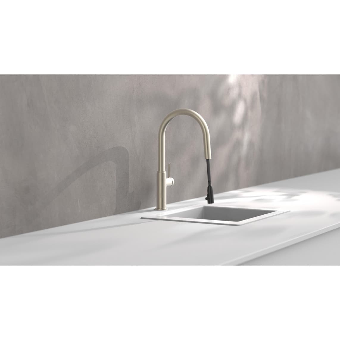 79526 BLACKPOOL Sink mixer, stainles steel look, with pull-out spout