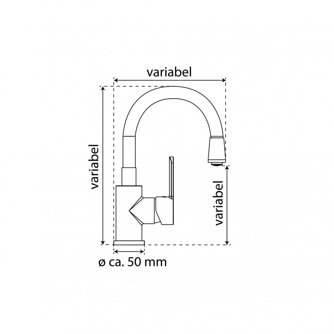 NI075FLCRW FLEXO Wastafelkraan, chroom/wit, met flexibele uitloop