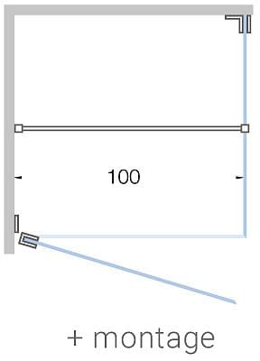 PORTE PIVOTANTE+PAROI LATERAL ANGLE CLOSE JUSQU'A 100CM H200CM HELDER- CHROOM AVEC MONTAGE
