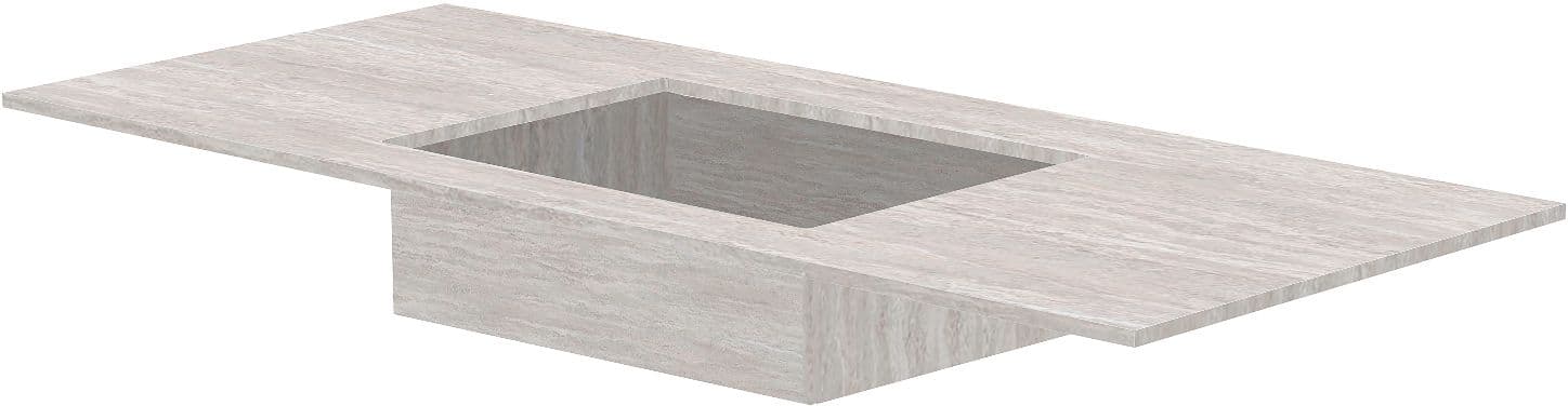 TABLET MARBRE CERAMIQUE PURO PURO LAVABO S CENTRAL L120 H1,2 SANS TROU ROBINET TRAVERTIN NEW