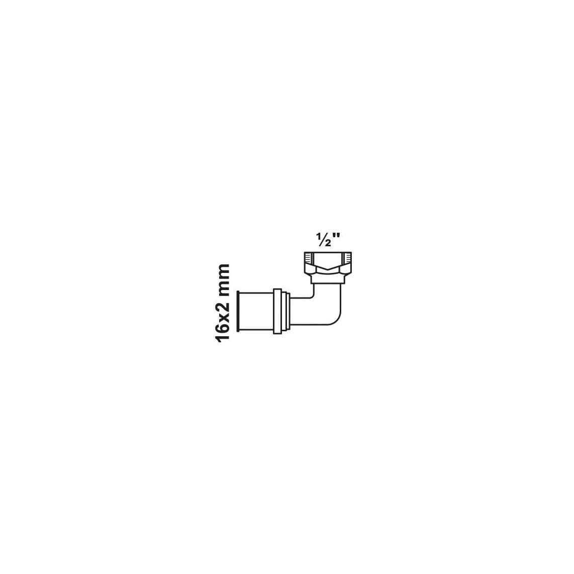 988716155 LT coude 90°, vierge, 16 mm x 1/2" F, raccord à sertir pour tube multicouche