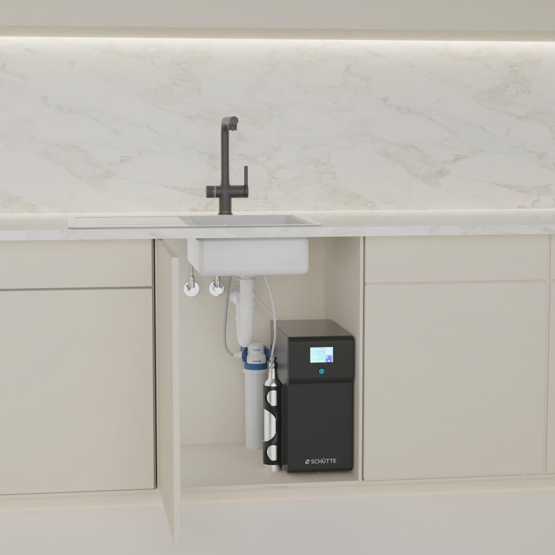 99960 AQUASTAR PREMIUM Sparkling water sink mixer, black matt, plus cooling and filter system