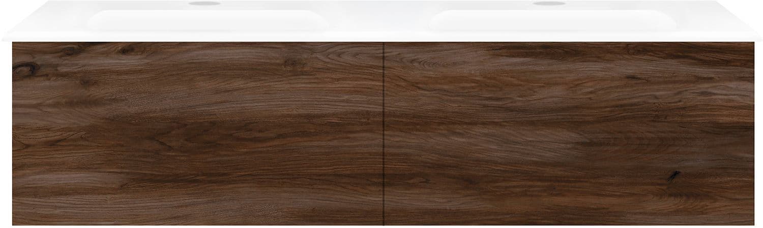SOUS MEUBLE COFFEE 2 TIROIRS 120 DUO NOTENLAAR FLUWEEL +DOUBLE LAVABO PORCELAINE BLANC