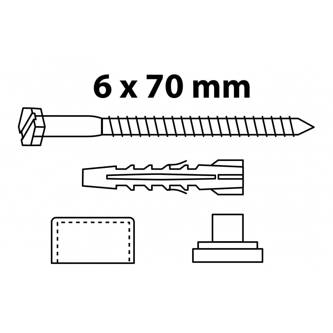 98846113 Stand toilet/tray fixing set lens head, chrome, M6 x 70 mm